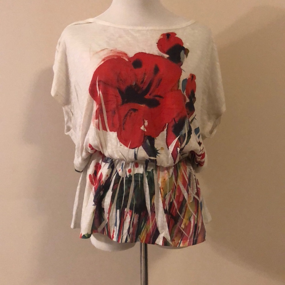 Forver21 cinched waist floral tee